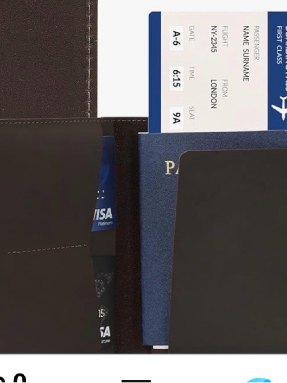 Classic Black Leather Travel Wallet - Compact Passport & Card Holder